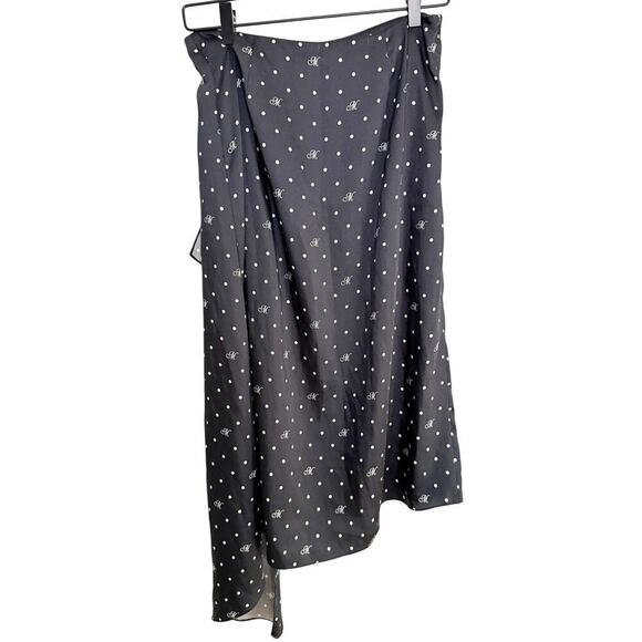 Monse M Dot Cascade Slip Skirt Silk Lined Asymmetrical Black Size 2 NEW - Picture 4 of 10
